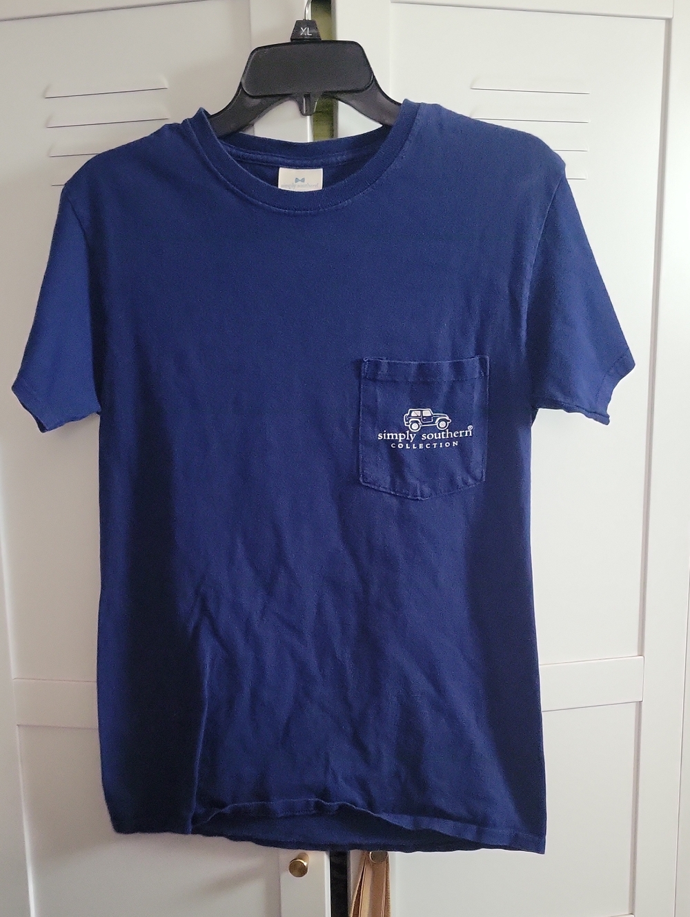 Simply Southern Navy Short Sleeve Pocket Tee with Logo